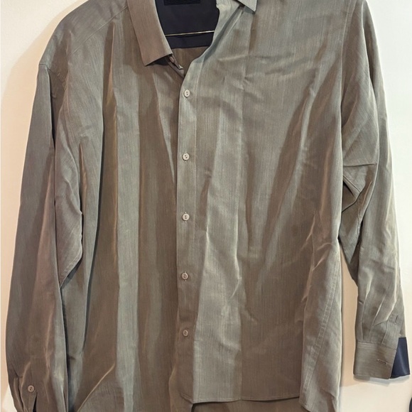 jhane barnes dress shirts Rare Jhane Barnes Platinum Collection Geometric Wavy Button Up Dress Shirt Sz XL